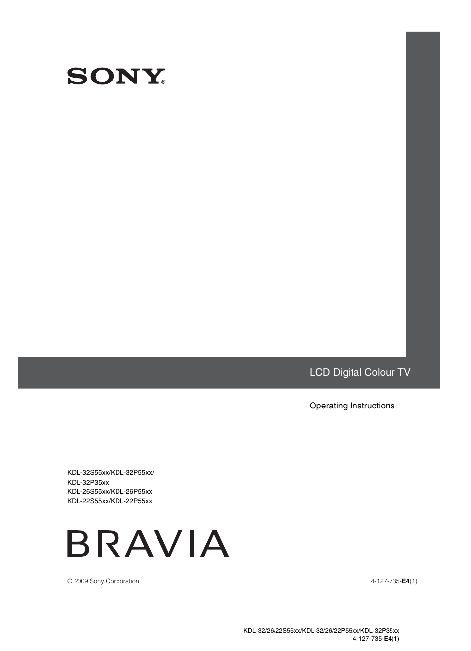 Sony BRAVIA KDL-26P55xx User Manual | 40 pages