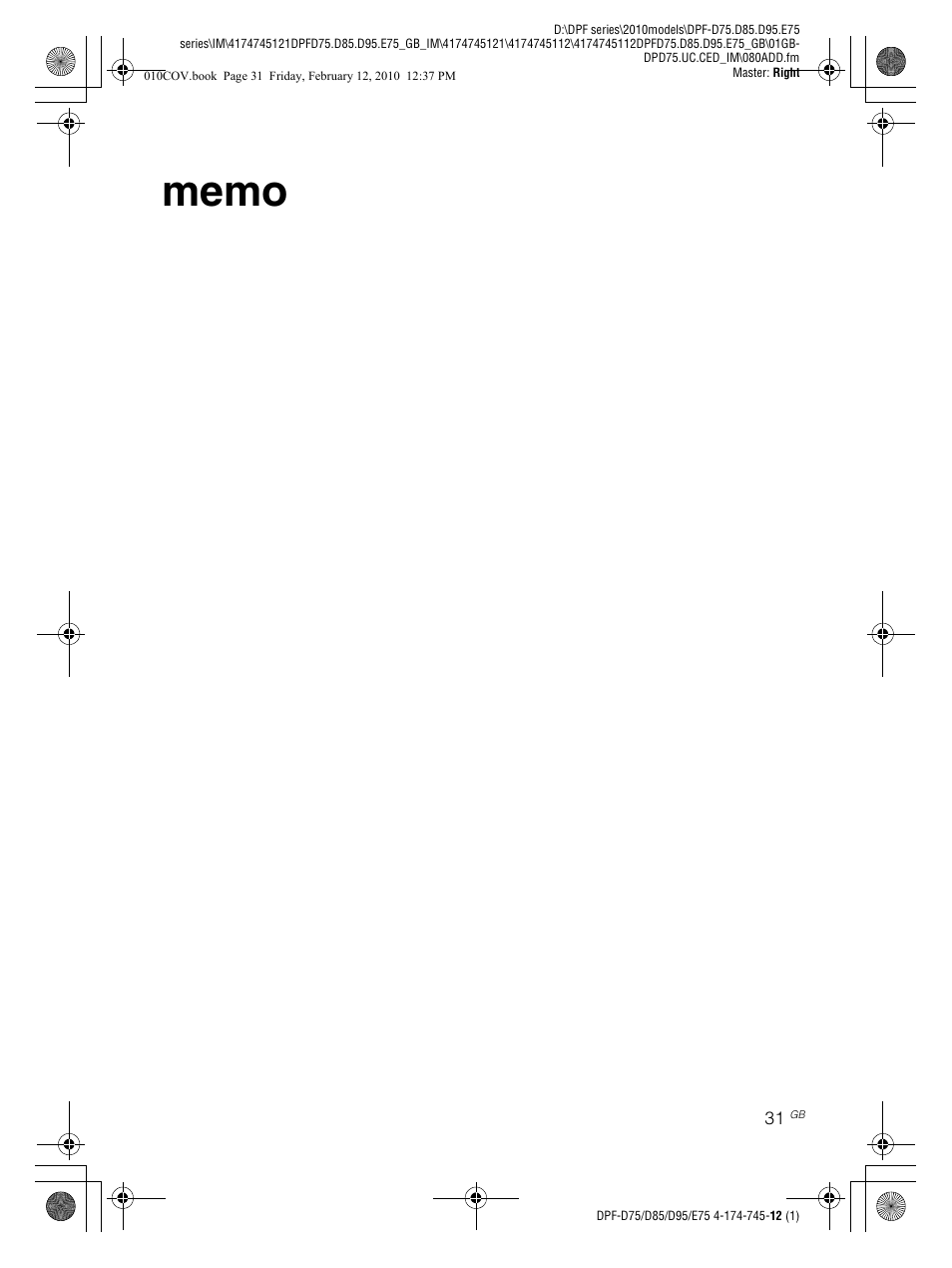 Sony S-FRAME DPF-D85 User Manual | Page 31 / 32