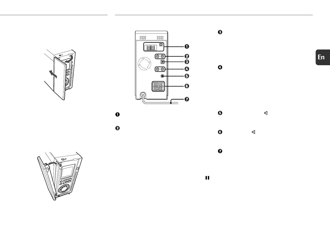 Parts and controls, Main unit: rear, Opening the front cover | Sony XR-MS5 User Manual | Page 6 / 18