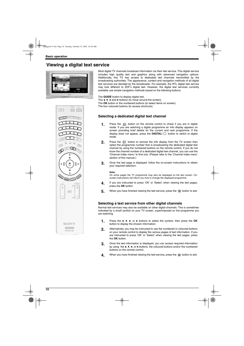 Viewing a digital text service | Sony KD-32NX200E User Manual | Page 12 / 120