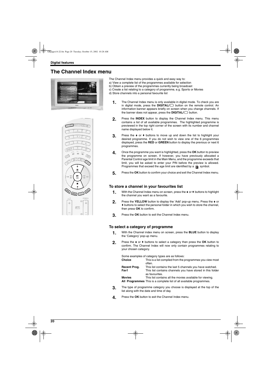 The channel index menu | Sony KD-32NX200E User Manual | Page 22 / 120