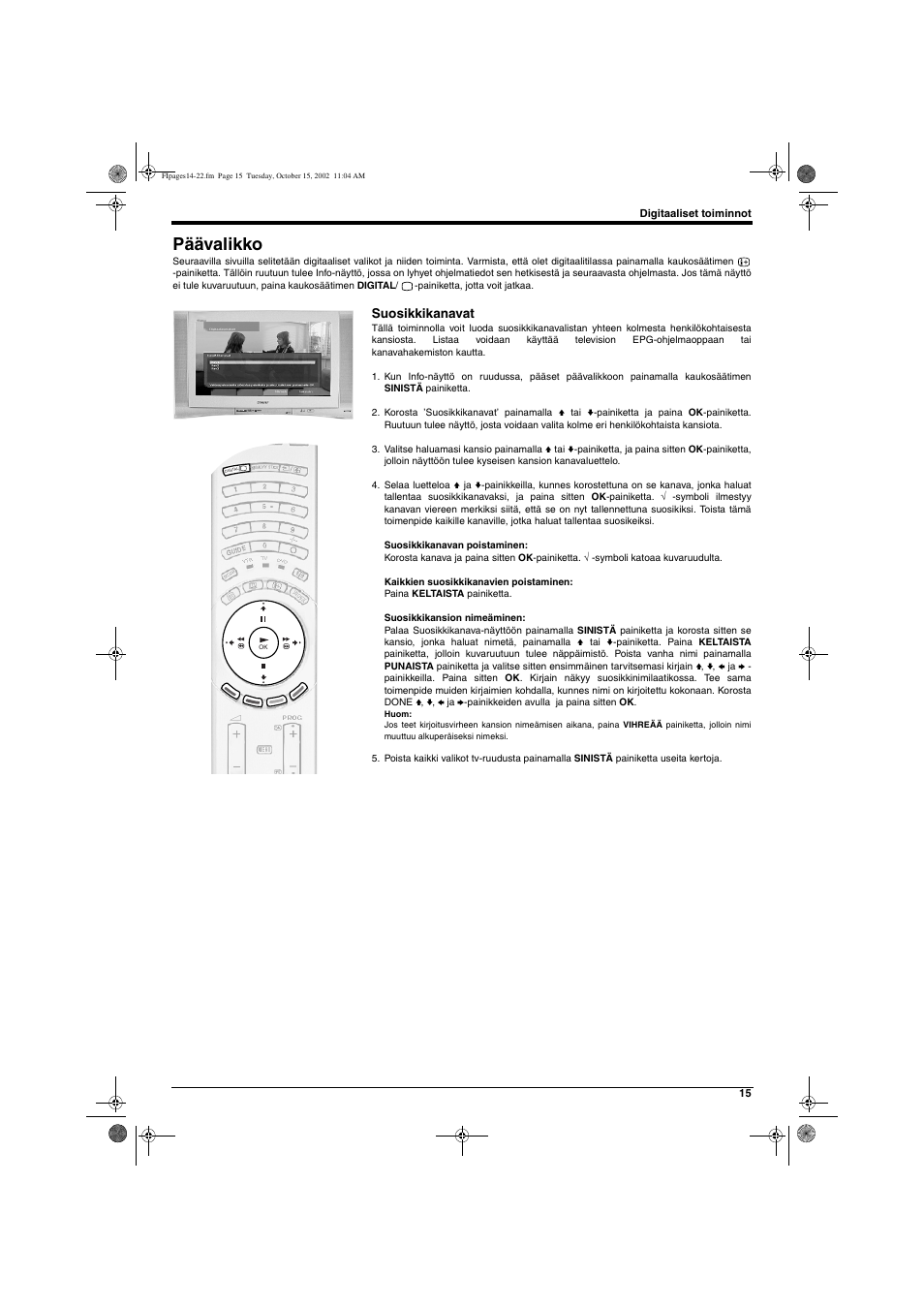 Päävalikko, Suosikkikanavat | Sony KD-32NX200E User Manual | Page 55 / 120