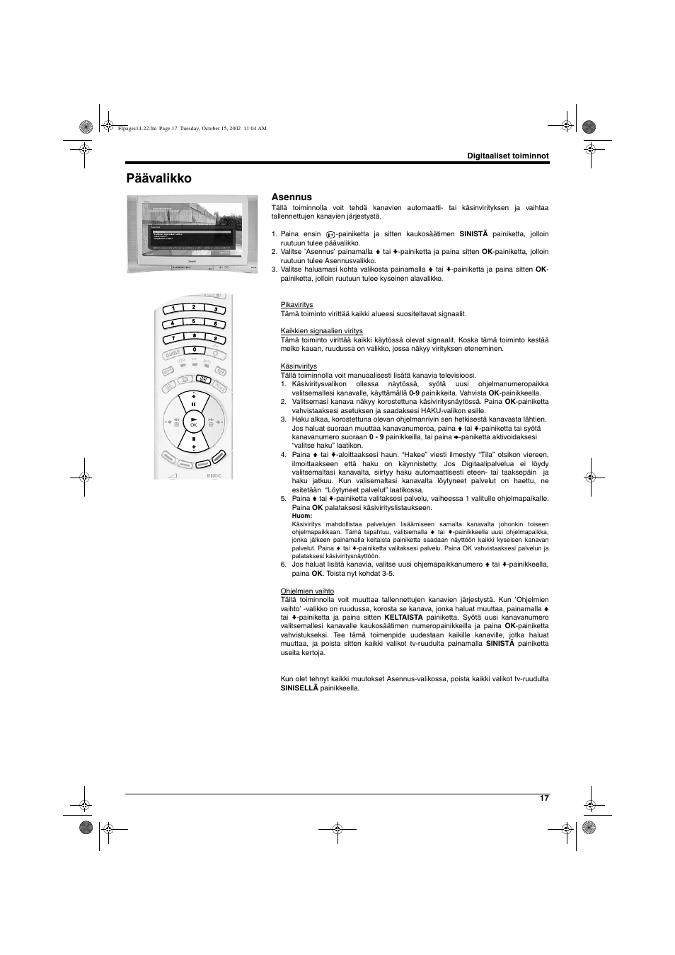 Päävalikko, Asennus | Sony KD-32NX200E User Manual | Page 57 / 120