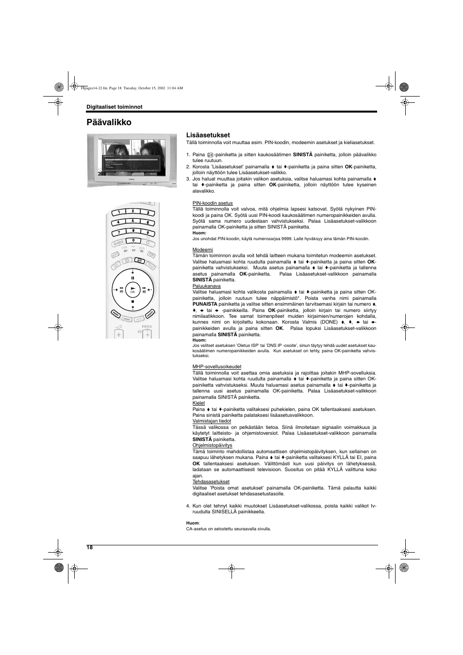Päävalikko, Lisäasetukset | Sony KD-32NX200E User Manual | Page 58 / 120
