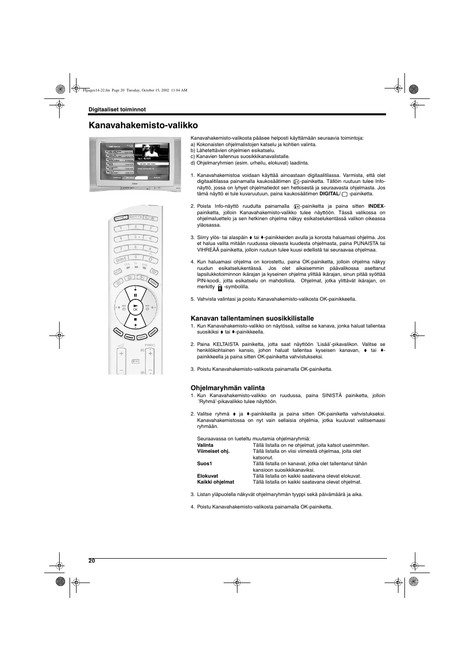 Kanavahakemisto-valikko | Sony KD-32NX200E User Manual | Page 60 / 120