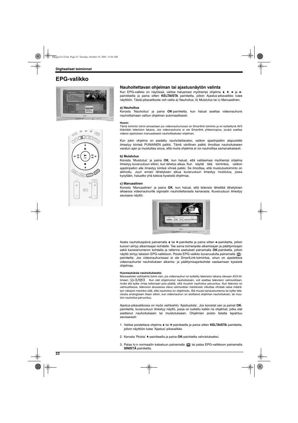 Epg-valikko | Sony KD-32NX200E User Manual | Page 62 / 120