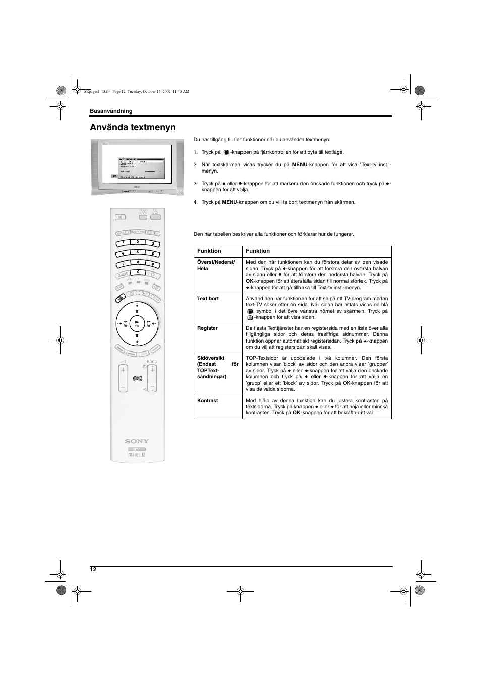 Använda textmenyn | Sony KD-32NX200E User Manual | Page 90 / 120