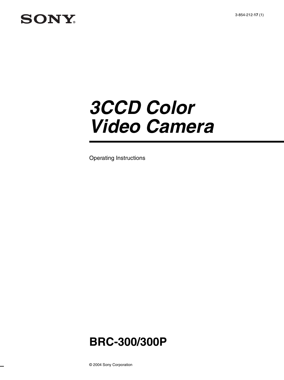 Sony 3CCD COLOR BRC-300P User Manual | 68 pages