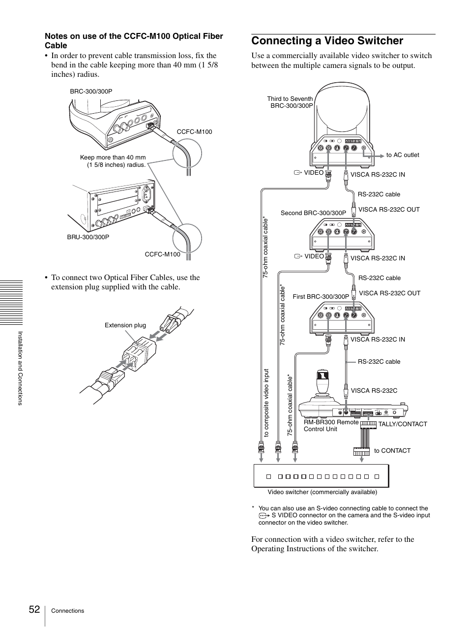 Connecting a video switcher, Extension plug | Sony 3CCD COLOR BRC-300P User Manual | Page 52 / 68