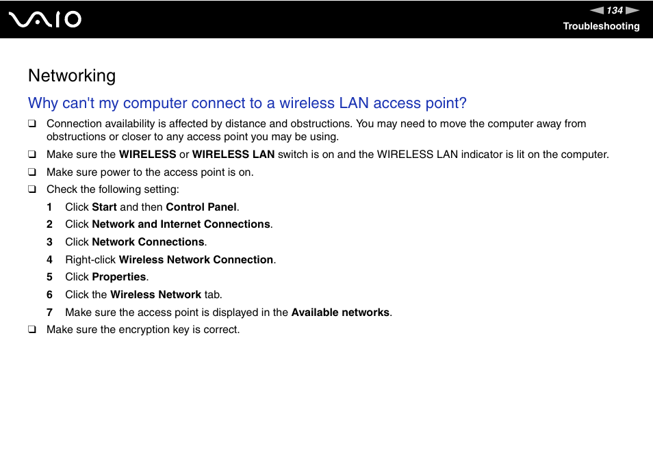 Networking | Sony VGN-TX00 User Manual | Page 134 / 177