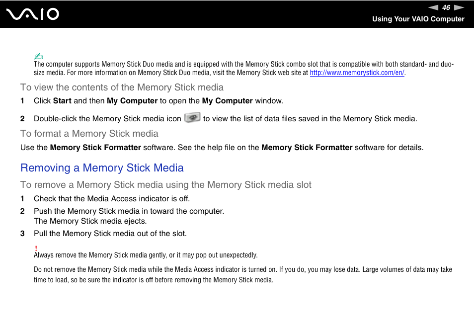Sony VGN-TX00 User Manual | Page 46 / 177