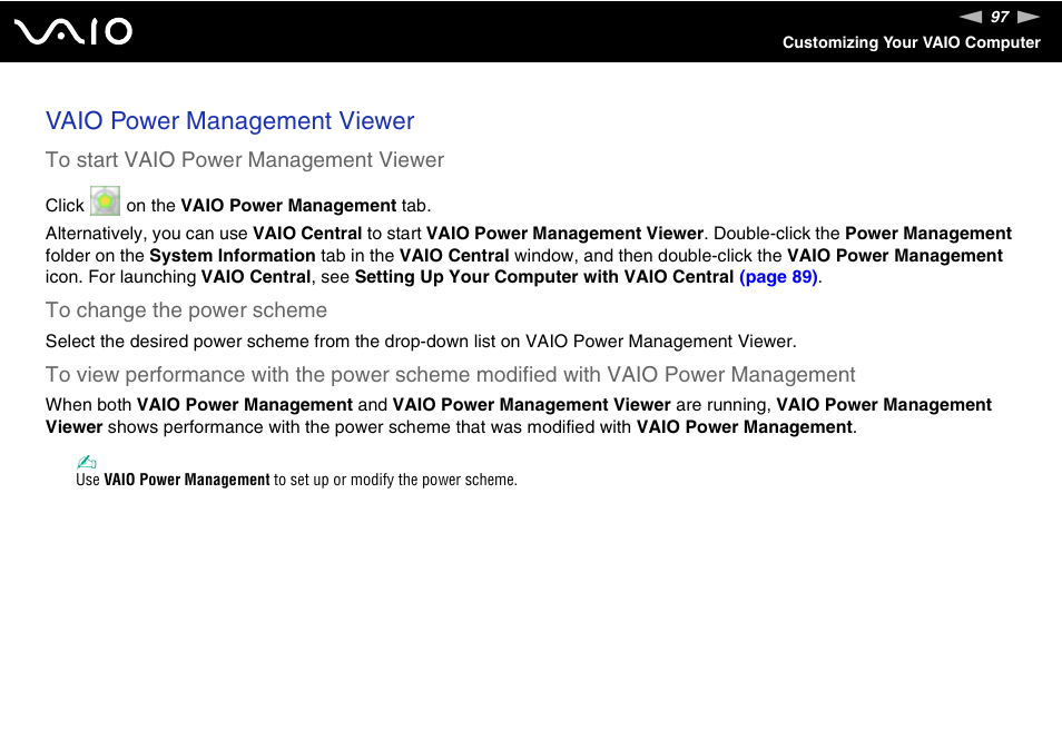 Vaio power management viewer | Sony VGN-TX00 User Manual | Page 97 / 177