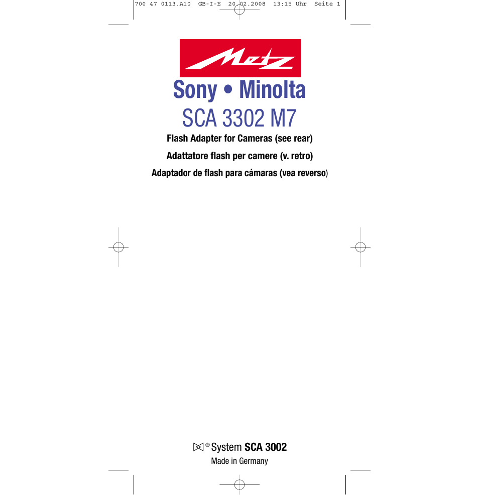 Sony Metz SCA 3302 M7 User Manual | 160 pages