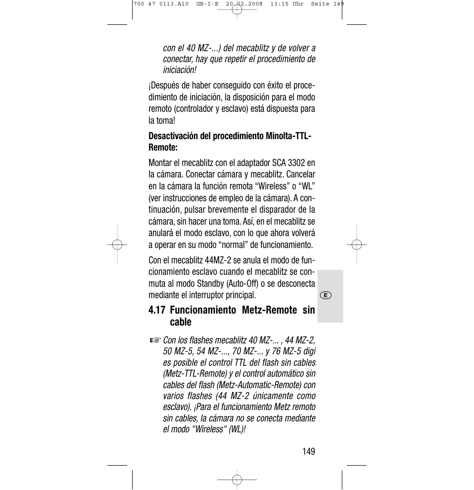 Sony Metz SCA 3302 M7 User Manual | Page 149 / 160