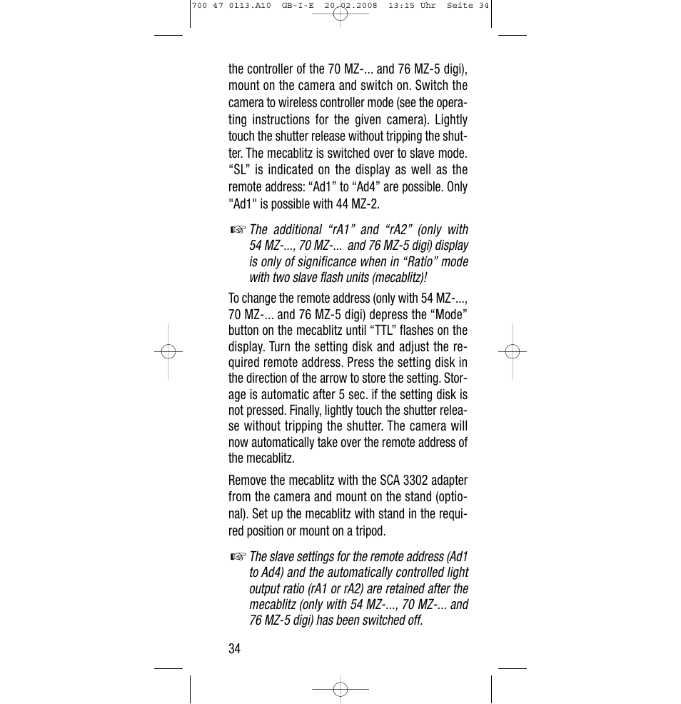 Sony Metz SCA 3302 M7 User Manual | Page 34 / 160