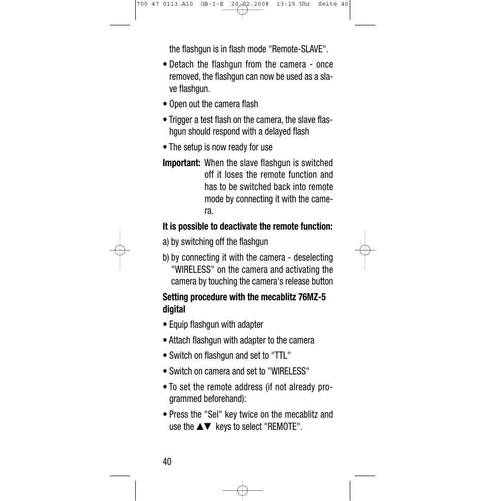 Sony Metz SCA 3302 M7 User Manual | Page 40 / 160