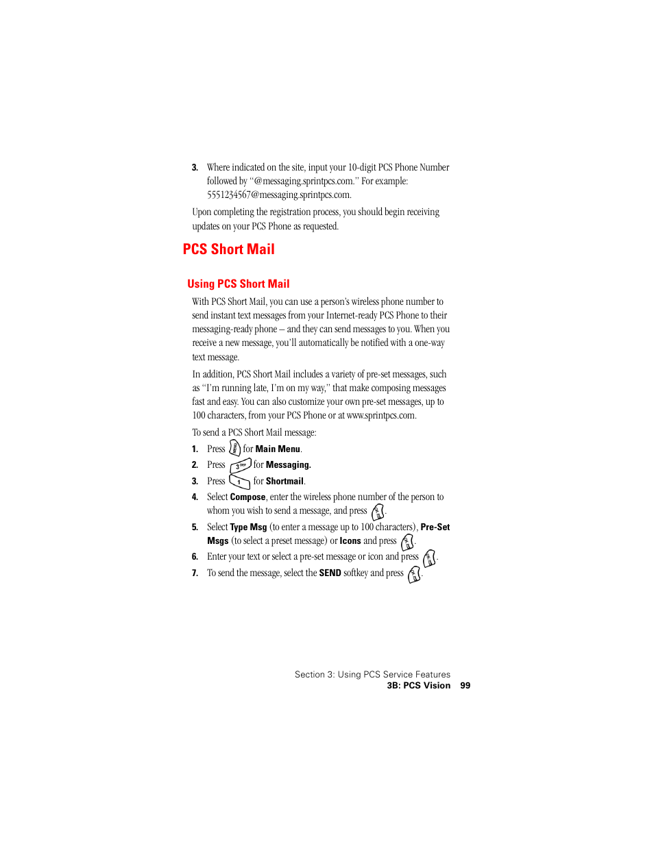 Pcs short mail, Using pcs short mail | Samsung SPH-A500 User Manual | Page 100 / 136