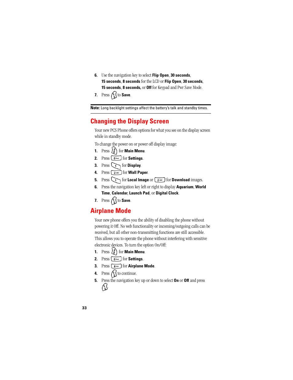 Changing the display screen, Airplane mode | Samsung SPH-A500 User Manual | Page 34 / 136