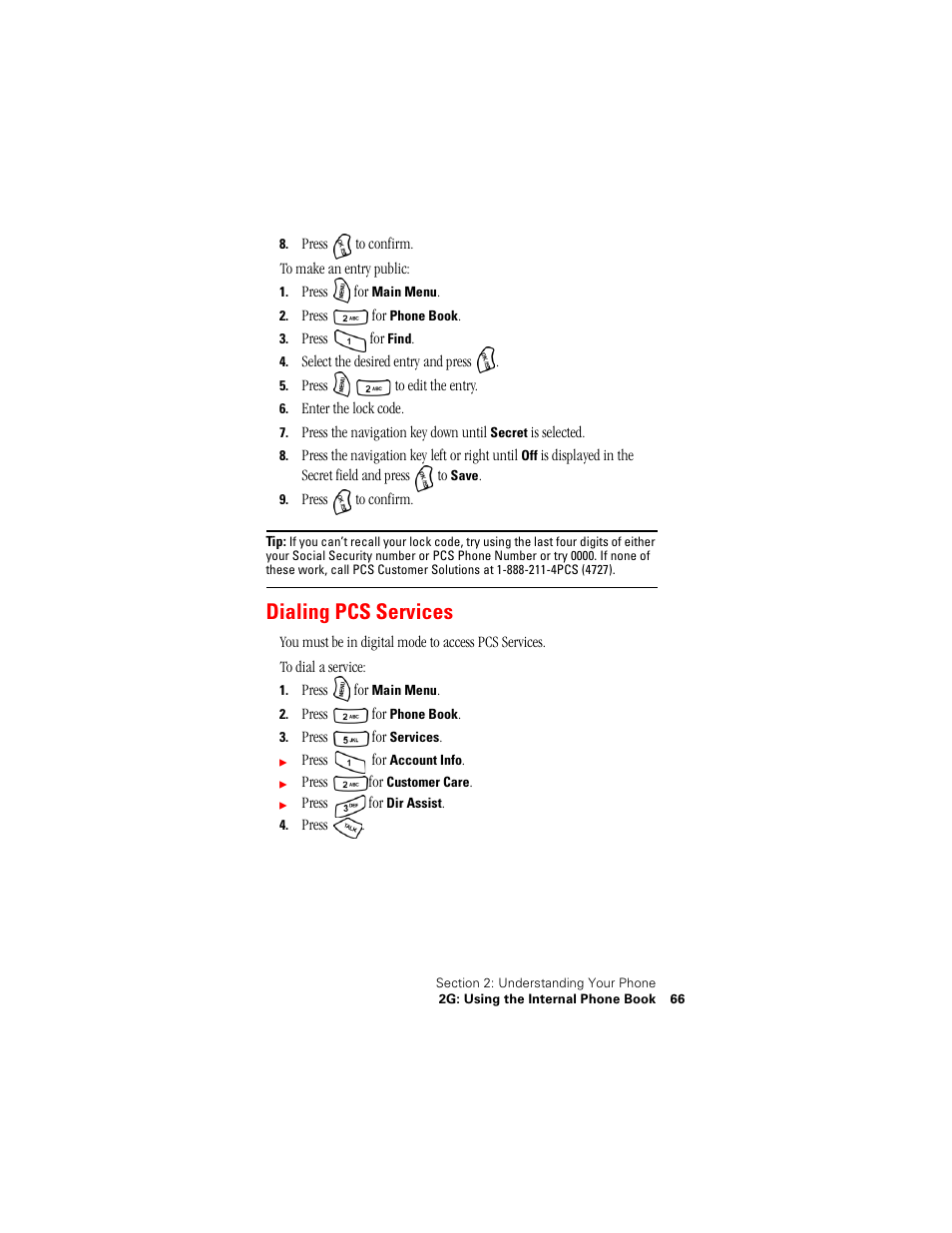 Dialing pcs services | Samsung SPH-A500 User Manual | Page 67 / 136