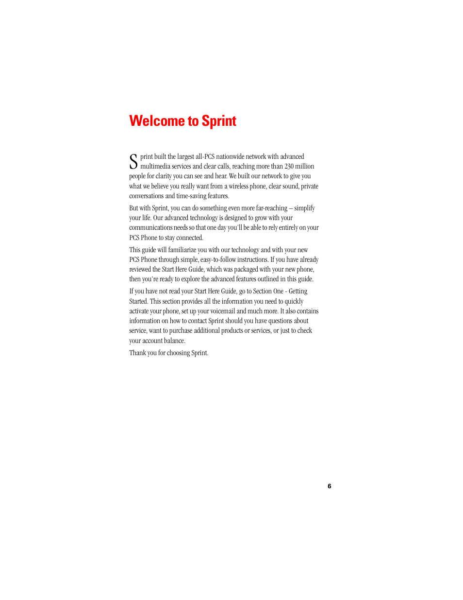 Welcome to sprint | Samsung SPH-A500 User Manual | Page 7 / 136