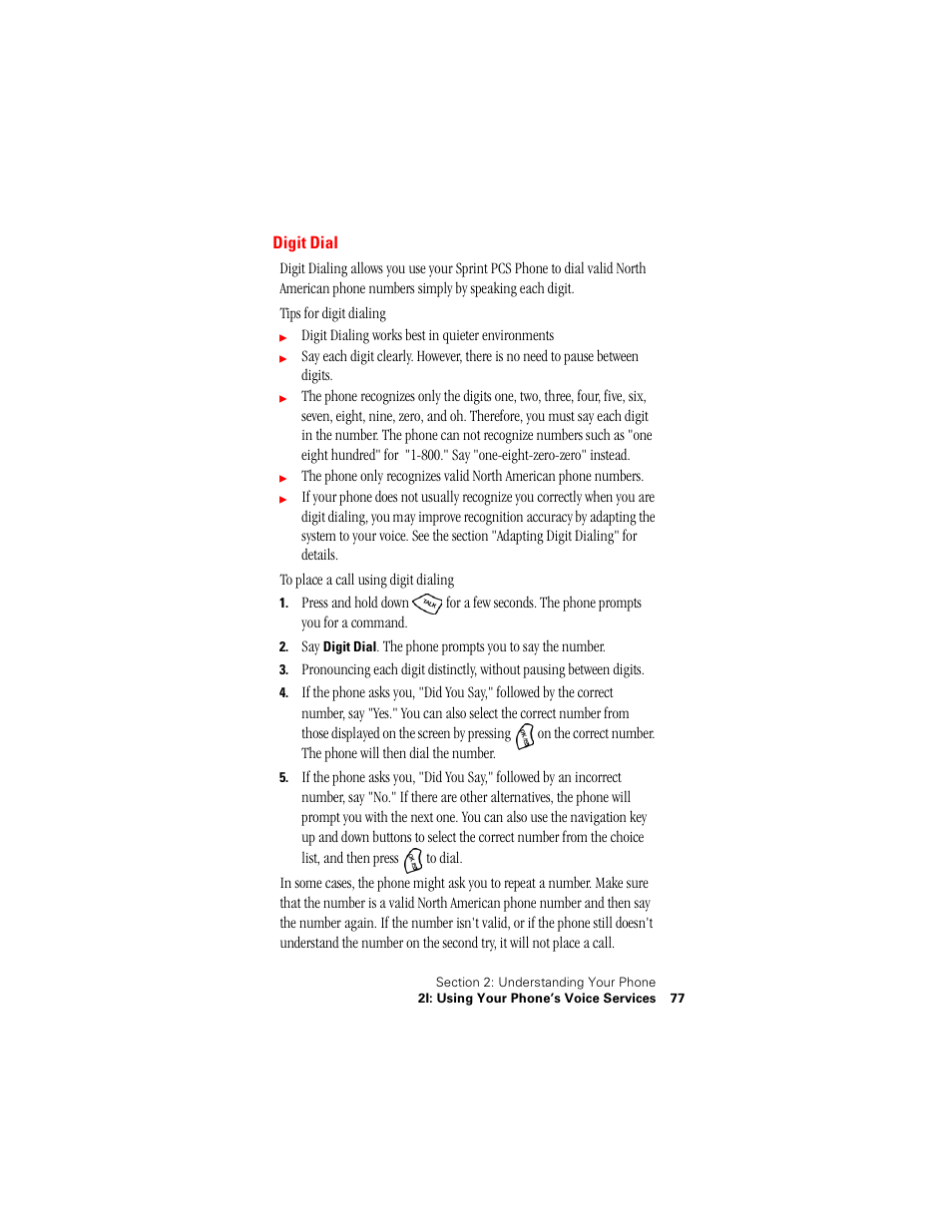 Digit dial | Samsung SPH-A500 User Manual | Page 78 / 136