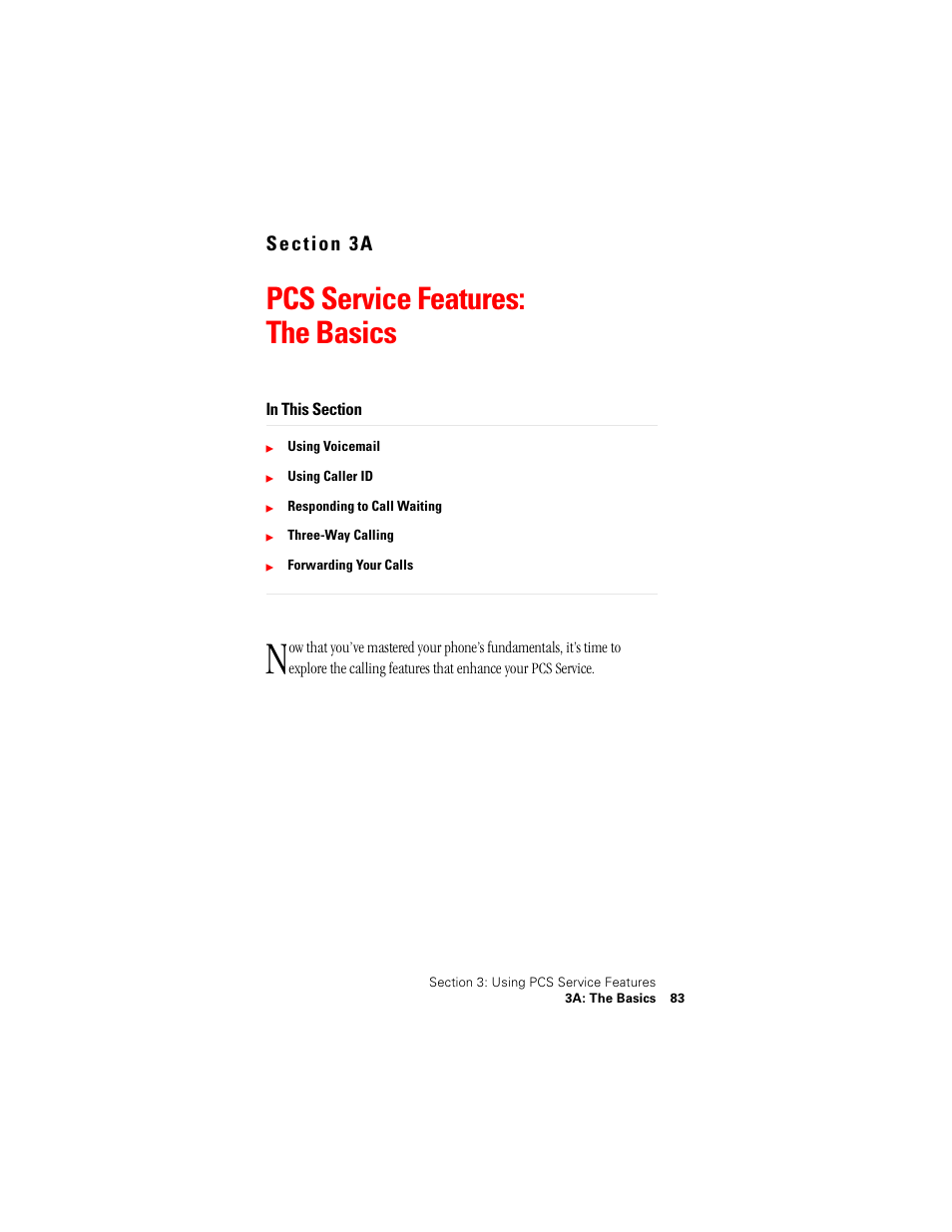 Pcs service features: the basics | Samsung SPH-A500 User Manual | Page 84 / 136