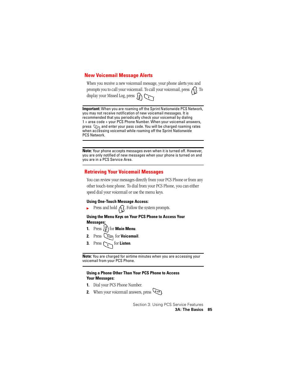 New voicemail message alerts, Retrieving your voicemail messages | Samsung SPH-A500 User Manual | Page 86 / 136