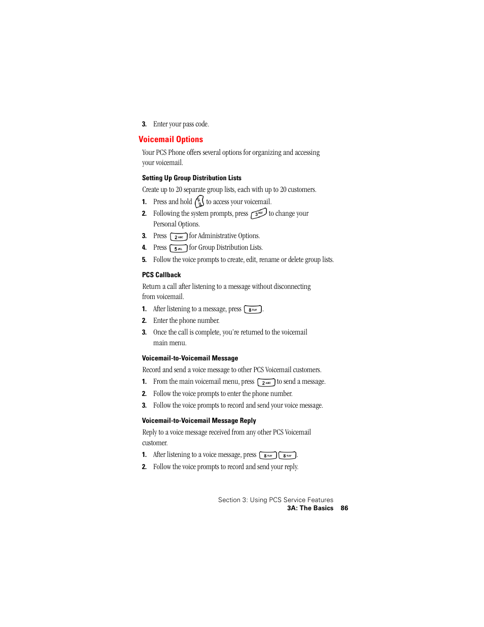 Voicemail options | Samsung SPH-A500 User Manual | Page 87 / 136