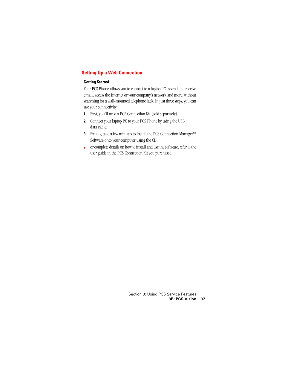 Setting up a web connection | Samsung SPH-A500 User Manual | Page 98 / 136