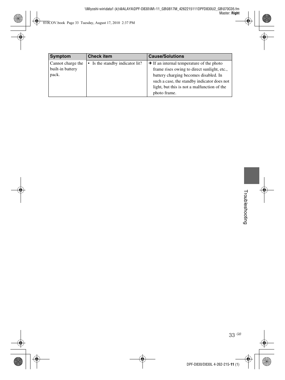 Sony S-FRAME DPF-D830 User Manual | Page 33 / 40