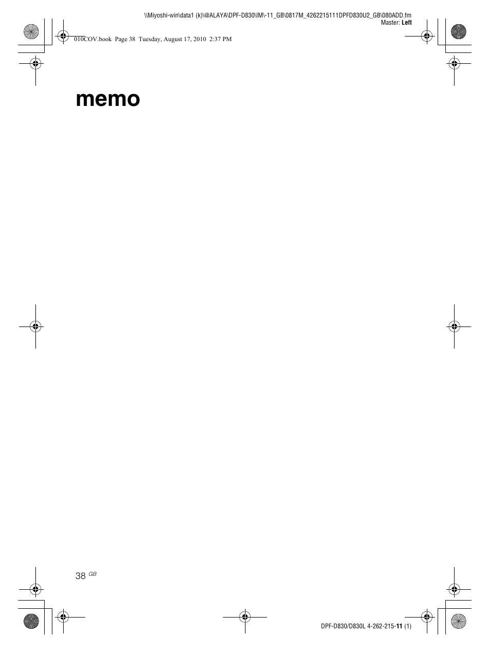 Sony S-FRAME DPF-D830 User Manual | Page 38 / 40