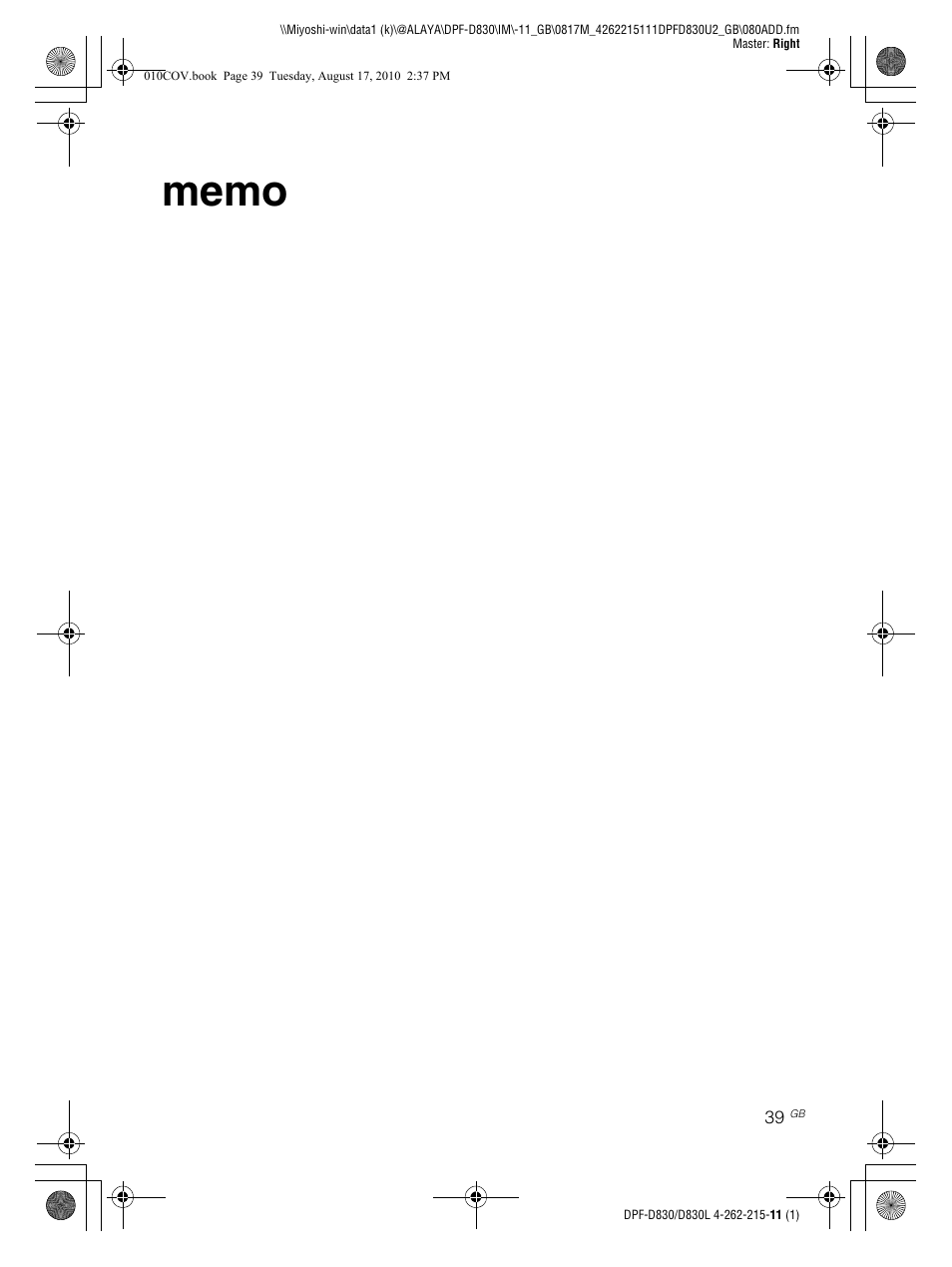 Sony S-FRAME DPF-D830 User Manual | Page 39 / 40