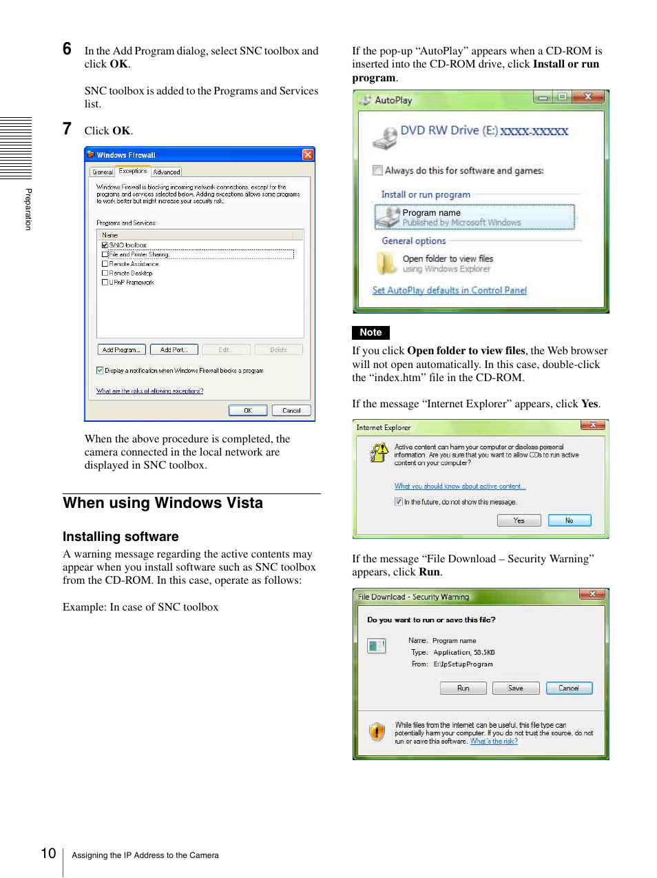 When using windows vista | Sony CH240 User Manual | Page 10 / 128