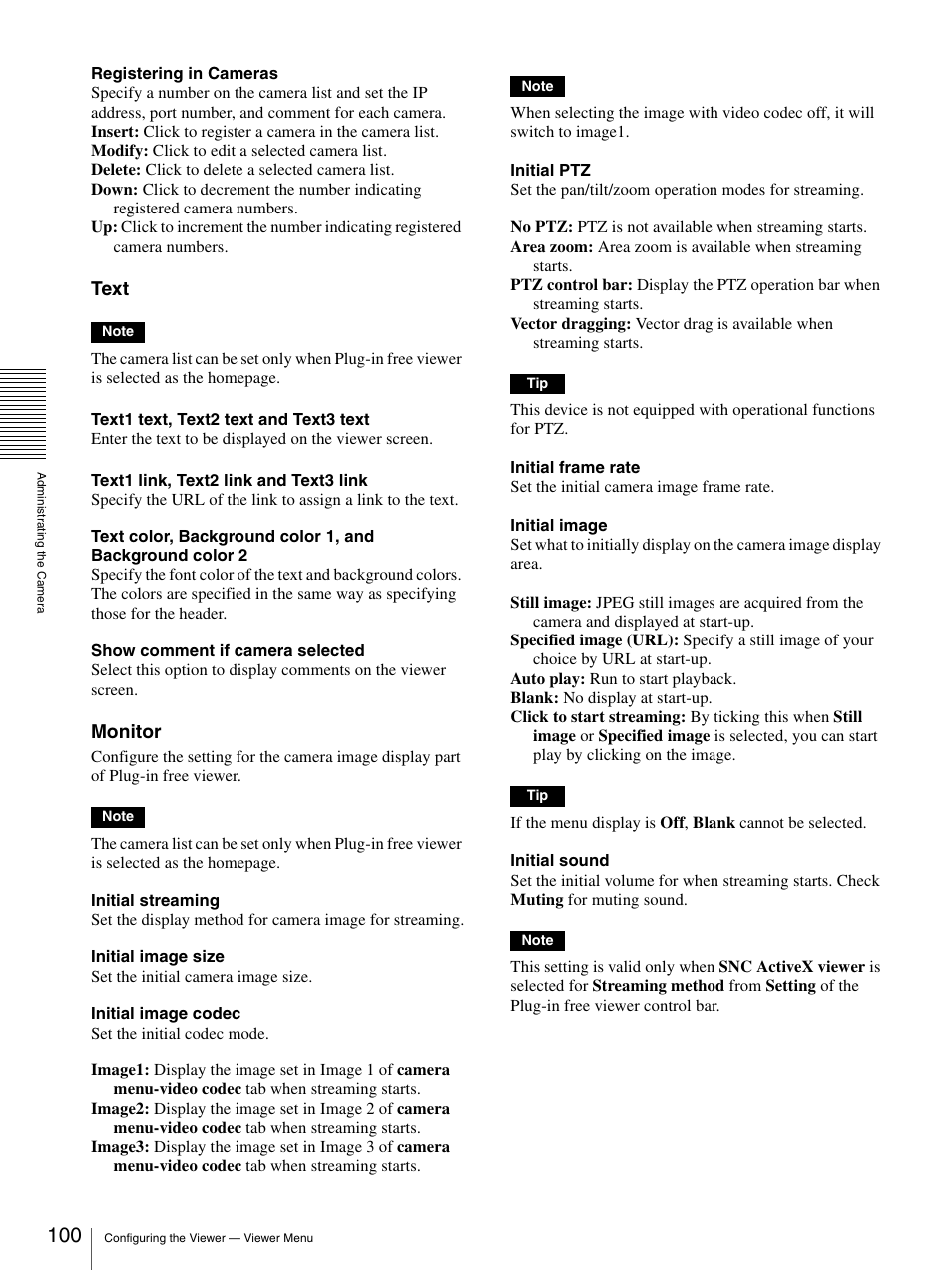 Text, Monitor | Sony CH240 User Manual | Page 100 / 128