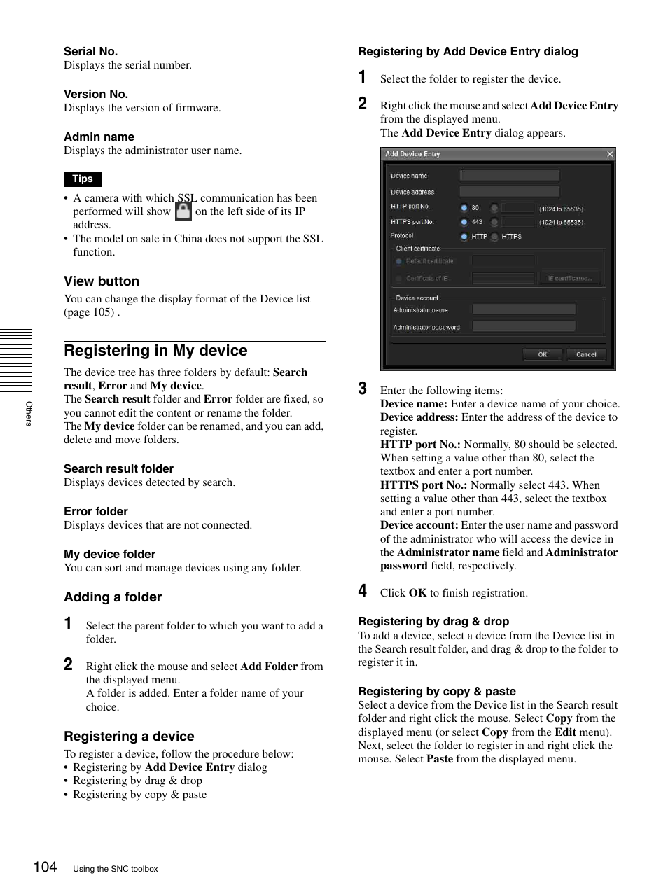 Registering in my device | Sony CH240 User Manual | Page 104 / 128