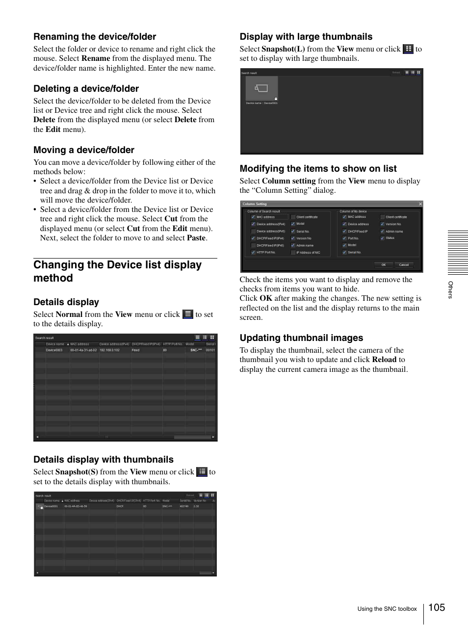 Changing the device list display method | Sony CH240 User Manual | Page 105 / 128