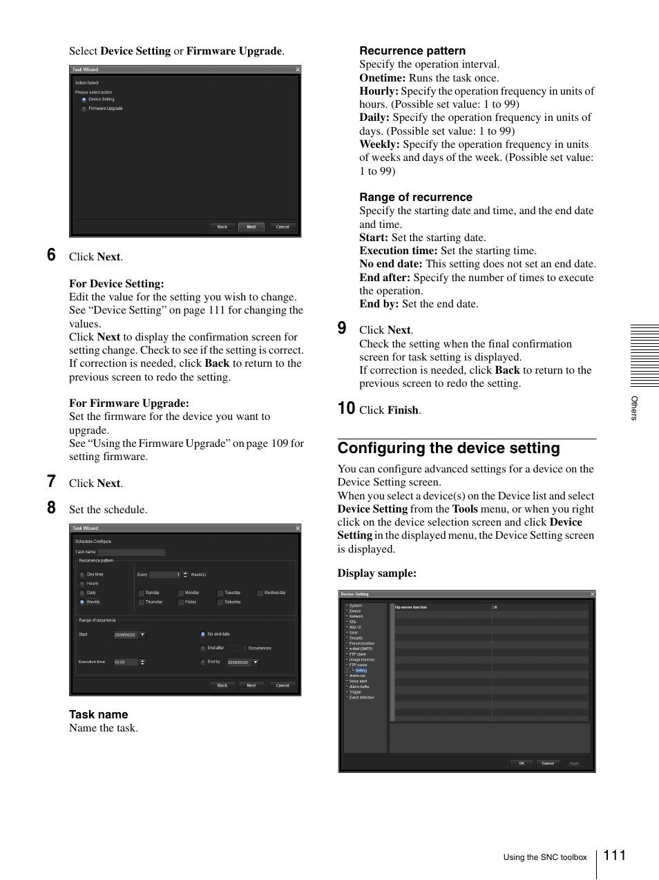 Configuring the device setting | Sony CH240 User Manual | Page 111 / 128