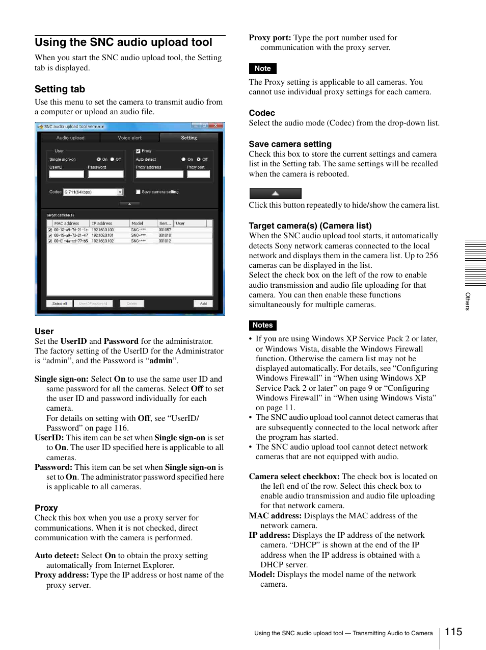 Using the snc audio upload tool | Sony CH240 User Manual | Page 115 / 128