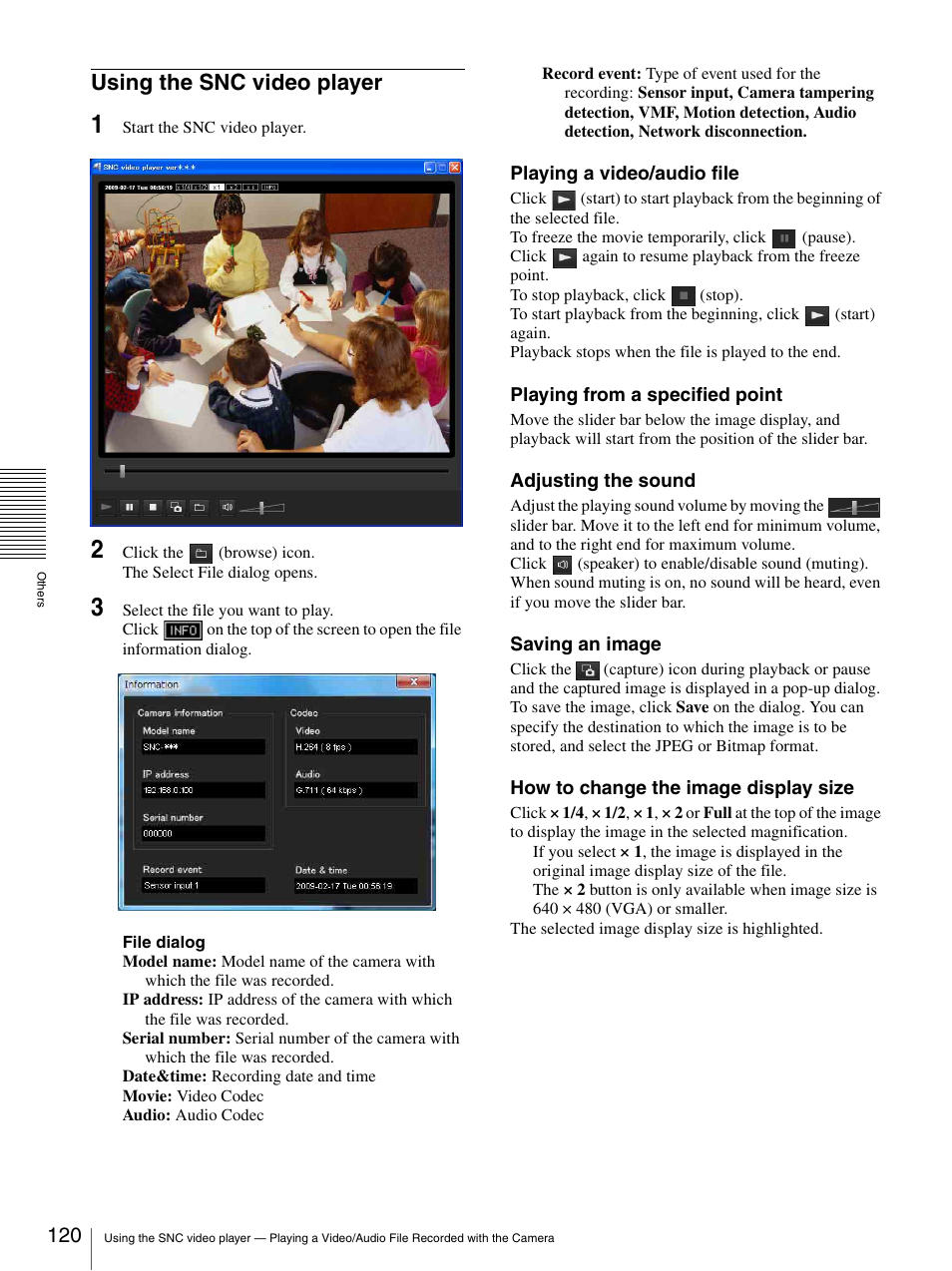 Using the snc video player | Sony CH240 User Manual | Page 120 / 128