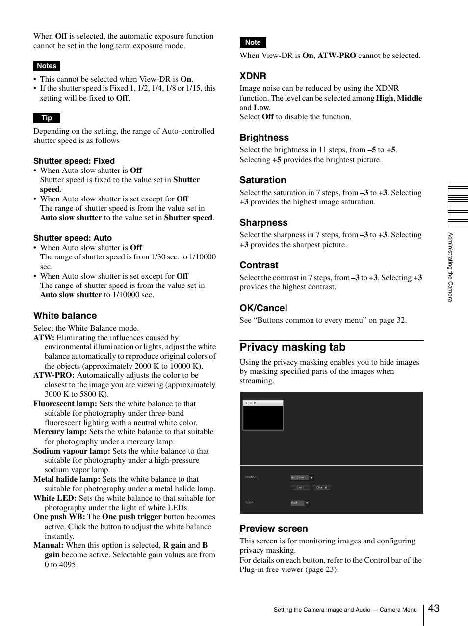 Privacy masking tab | Sony CH240 User Manual | Page 43 / 128