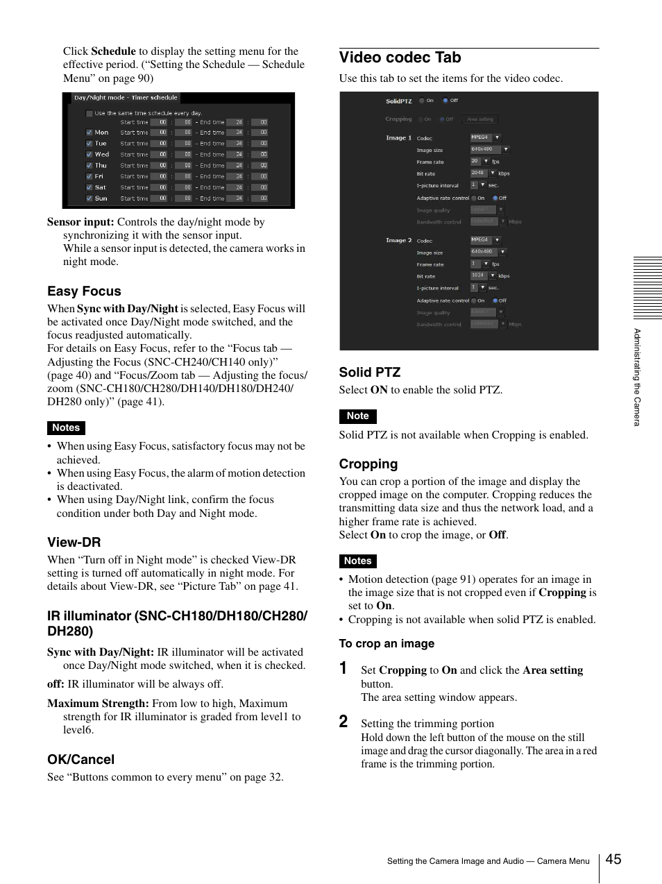 Video codec tab | Sony CH240 User Manual | Page 45 / 128