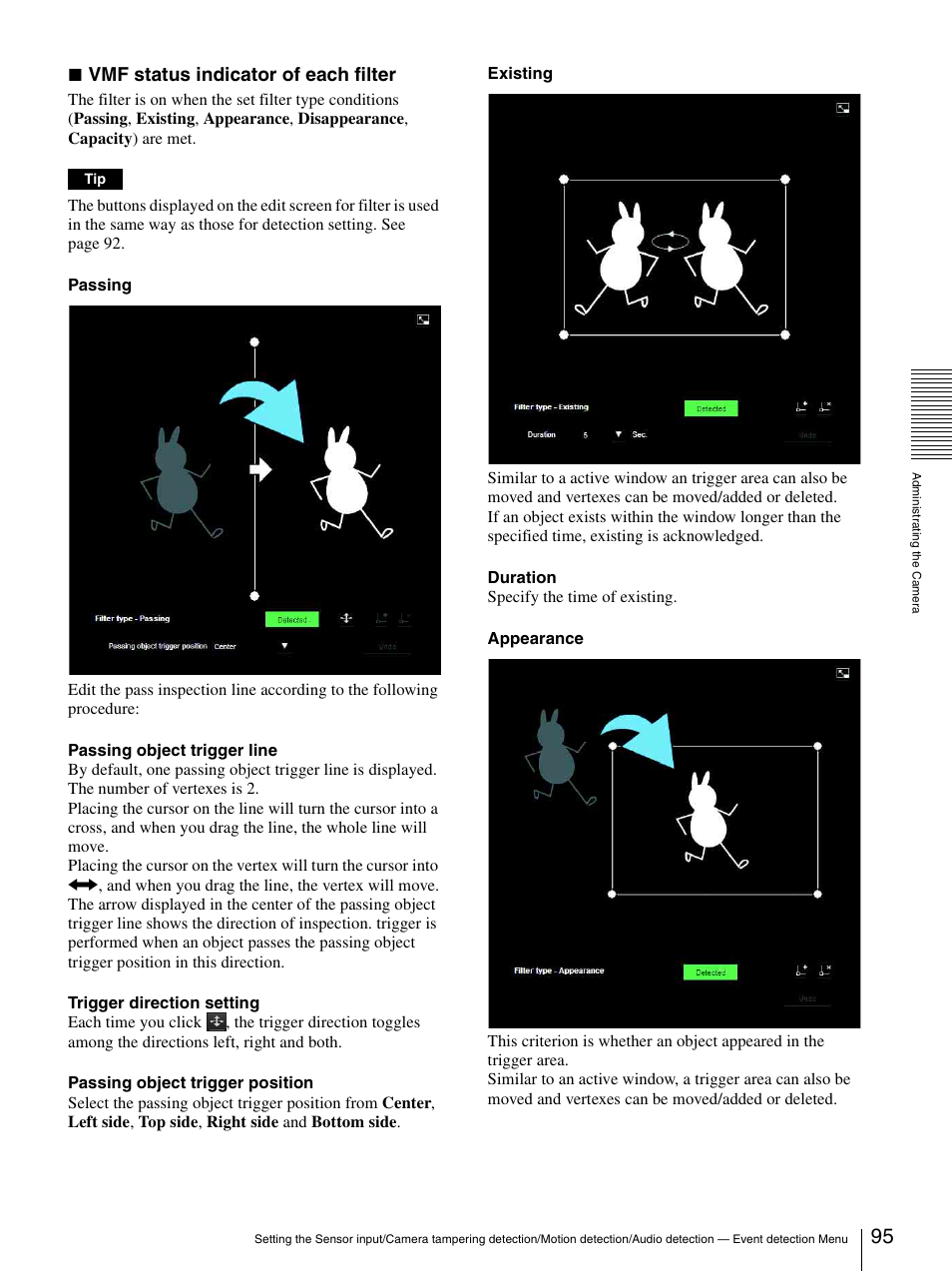 Vmf status indicator of each filter | Sony CH240 User Manual | Page 95 / 128