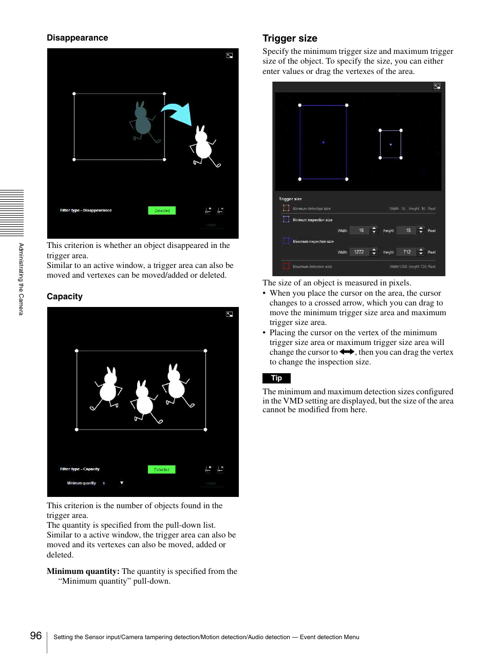 Trigger size | Sony CH240 User Manual | Page 96 / 128