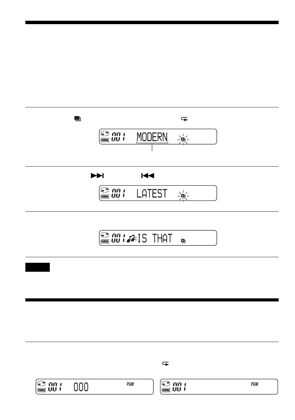 選んだプレイリストの中の曲を聞く（m3uプレイリスト演奏）（mp3ファイルのみ, 好きな順に曲を選んで聞く （プログラム演奏 | Sony D-NE9 User Manual | Page 28 / 52