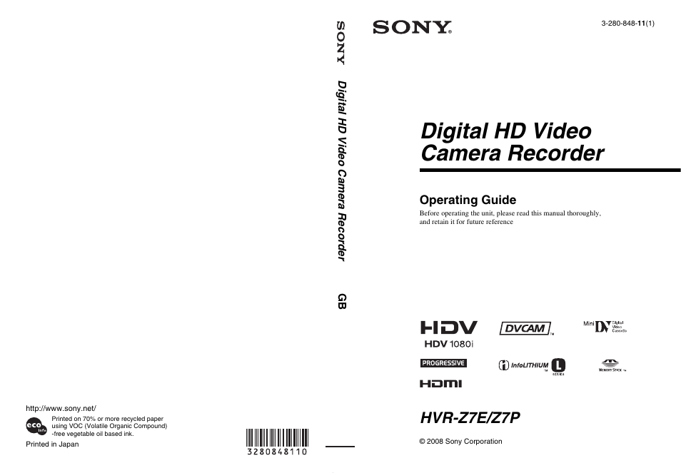 Sony HVR-Z7E/Z7P User Manual | 146 pages