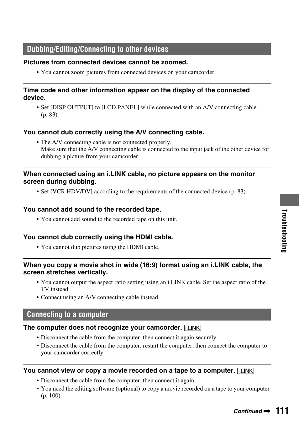 P. 111 | Sony HVR-Z7E/Z7P User Manual | Page 111 / 146