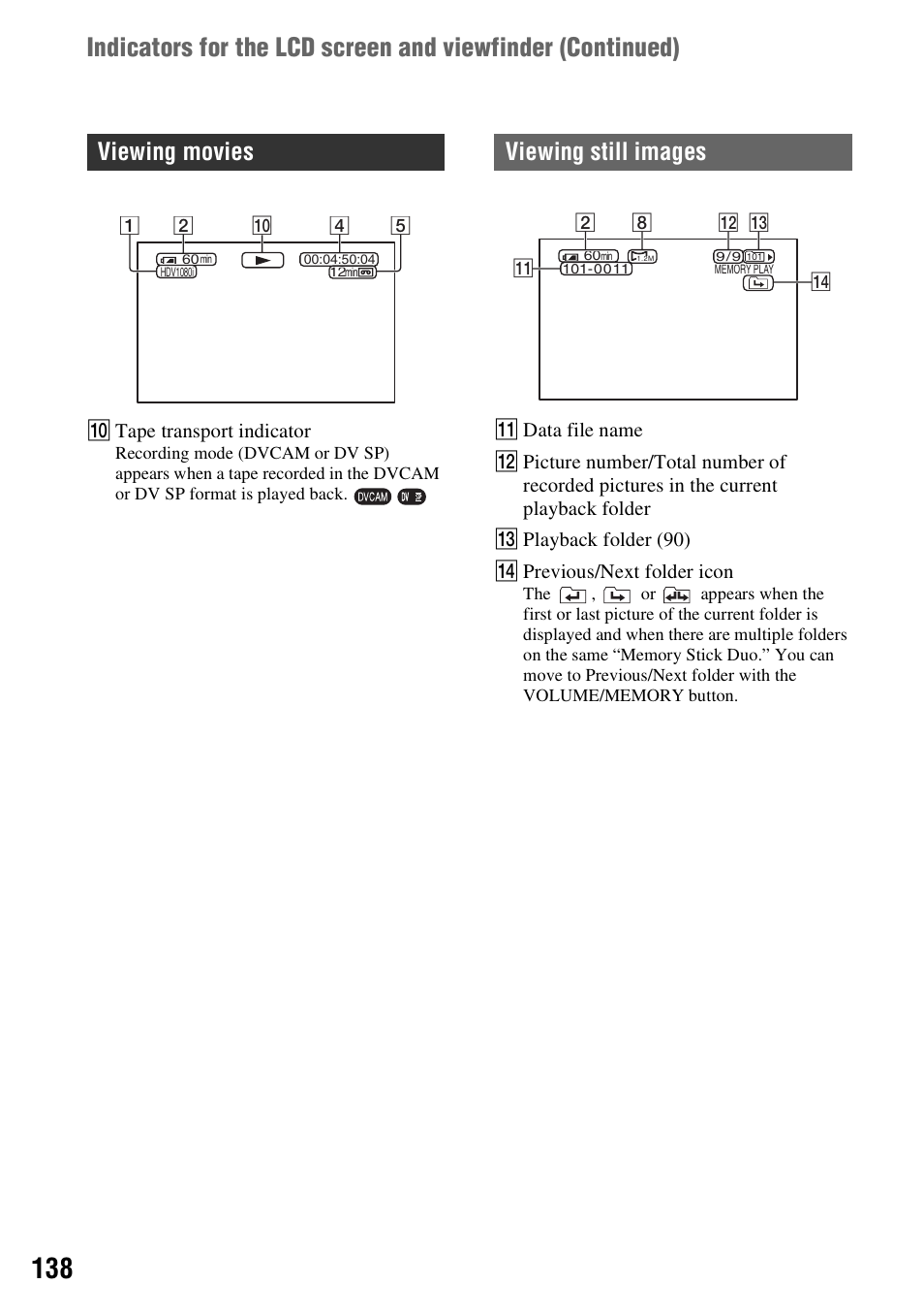 Viewing movies, Viewing still images | Sony HVR-Z7E/Z7P User Manual | Page 138 / 146