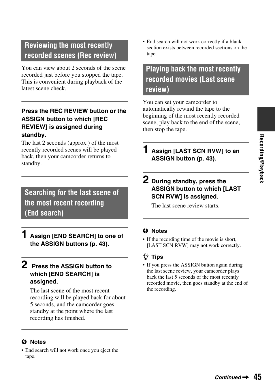 Sony HVR-Z7E/Z7P User Manual | Page 45 / 146