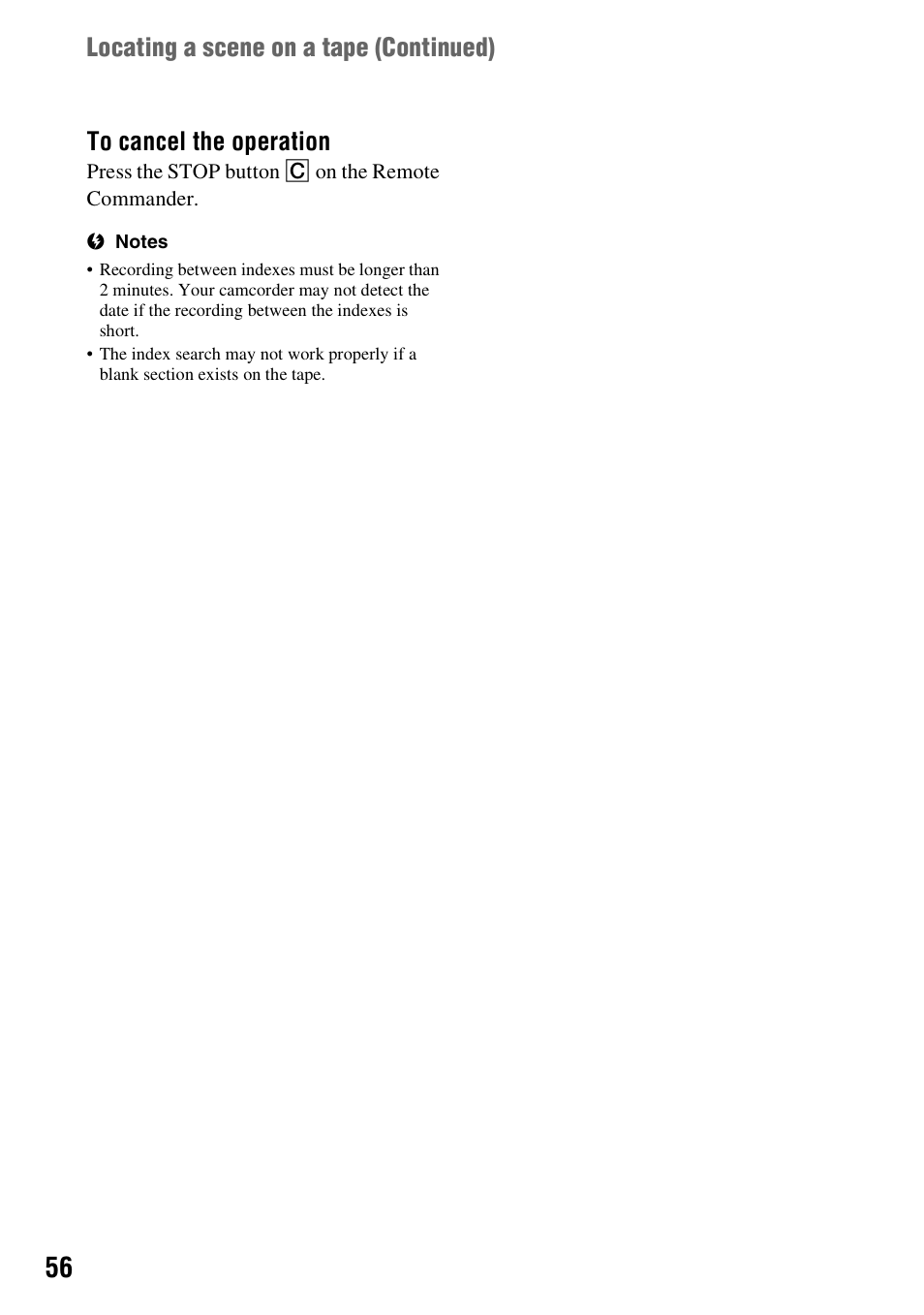 Locating a scene on a tape ( continued) | Sony HVR-Z7E/Z7P User Manual | Page 56 / 146