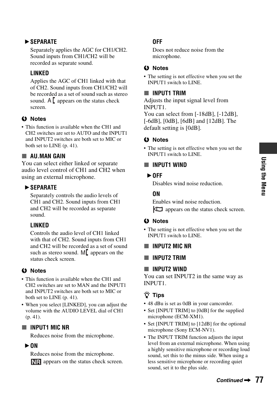 Sony HVR-Z7E/Z7P User Manual | Page 77 / 146